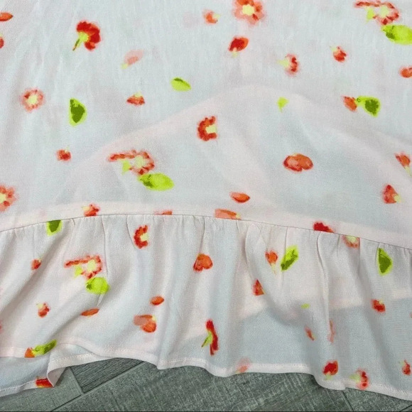 BP Nordstrom Pink Red Petal Patterned Smocked Short Sleeve Crop Top 1X - Picture 9 of 12